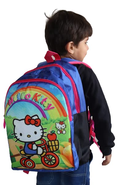Printed Bag For Kids Kinder Garden | Nursery Stylish and Trendy Print - 14 Inches | 18L RED Hello Kitty