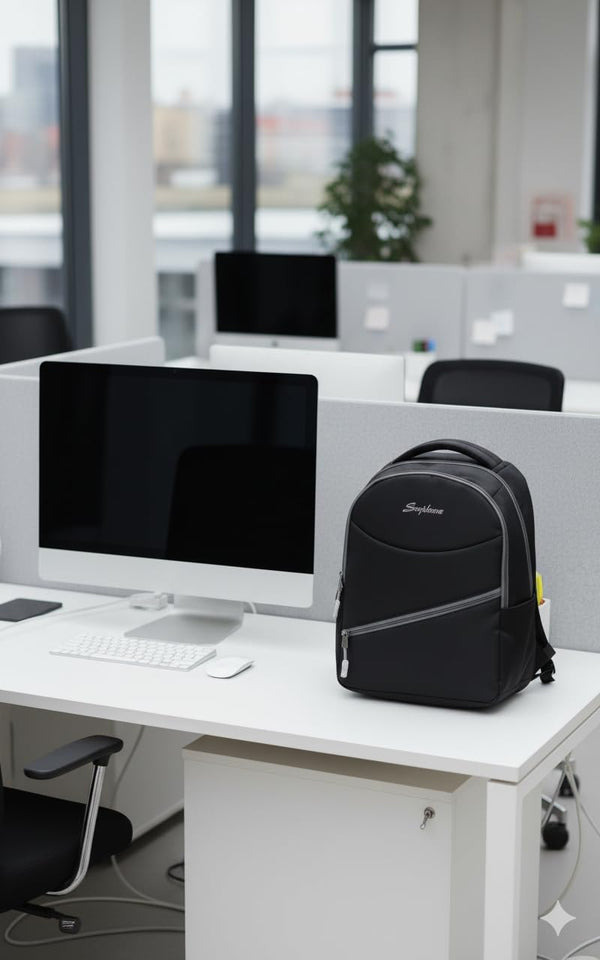 Unisex Casual Backpack School College & Travelling Use with 3 Compartments Bottle and Front Pocket - 20L ( Black)