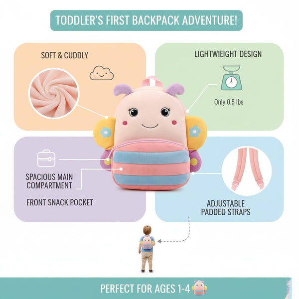 Animal Cartoon soft bag for kids – travel picnic bag toddler bag 2-5 years