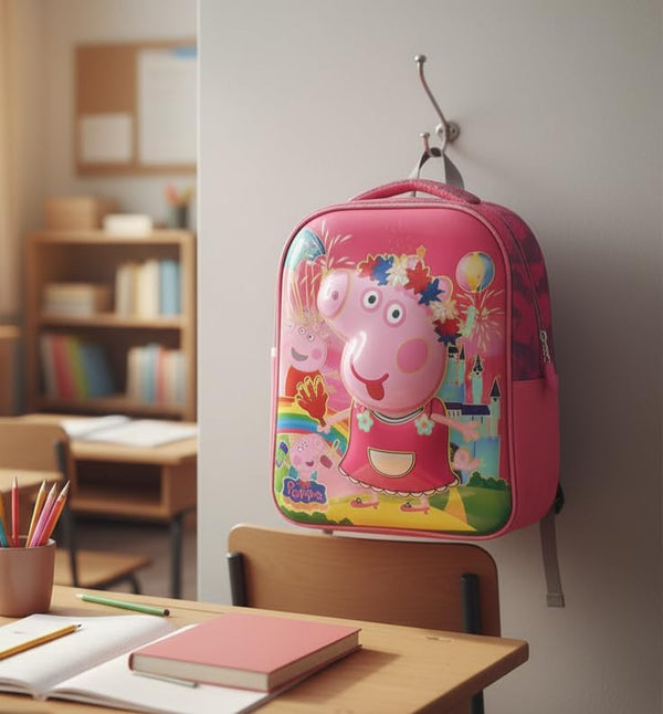 3D Cartoon Sheet School Bag | Waterproof Backpack Ideal For Kids age 5-7 years | UKG, Nursery and 1st Class 15L (Peppa-Pig)