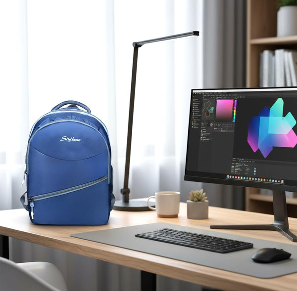 Unisex Casual Backpack School College & Travelling Use with 3 Compartments Bottle and Front Pocket - 20L  ( Blue)