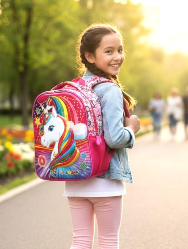 3D Cartoon Sheet School Bag | Waterproof Backpack Ideal For Kids age 5-7 years | UKG, Nursery and 1st Class 15L (Unicorn)