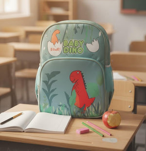 Waterproof Cartoon Backpack for Kids (Ages 5-7) Durable and Spacious School Travel Backpack | Waterproof Backpack Bag for 1st to 3rd Class (Baby-Dino)