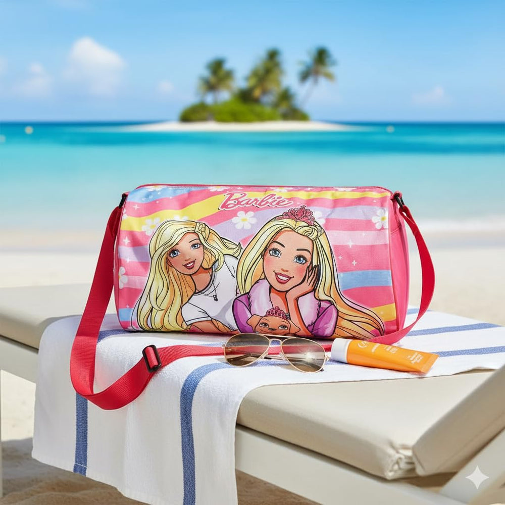 Kids Duffle Travel Bag for Travelling, Dance, Swimming, Picnic, Sports, Traveling Bag for Boys & Girls (Barbie)
