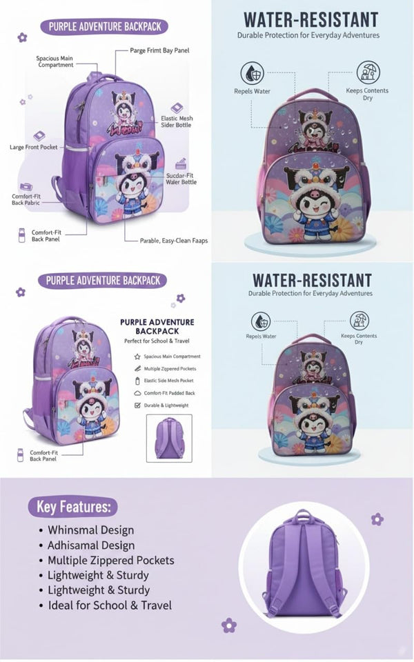 Waterproof Cartoon Backpack for Kids (Ages 5-7) Durable and Spacious School Travel Backpack | Waterproof Backpack Bag for 1st to 3rd Class (Unicorn)