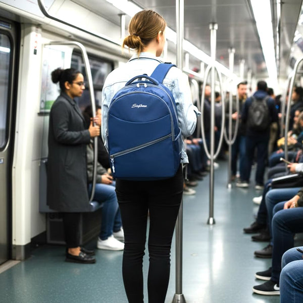 Unisex Casual Backpack School College & Travelling Use with 3 Compartments Bottle and Front Pocket - 20L  ( Blue)