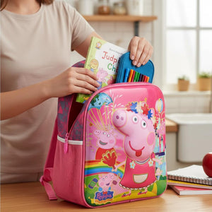 3D Cartoon Sheet School Bag | Waterproof Backpack Ideal For Kids age 5-7 years | UKG, Nursery and 1st Class 15L (Peppa-Pig)