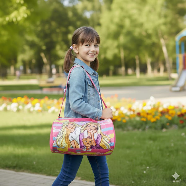Kids Duffle Travel Bag for Travelling, Dance, Swimming, Picnic, Sports, Traveling Bag for Boys & Girls (Barbie)