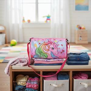 Kids Duffle Travel Bag for Travelling, Dance, Swimming, Picnic, Sports, Traveling Bag for Boys & Girls (Unicorn)