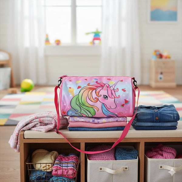 Kids Duffle Travel Bag for Travelling, Dance, Swimming, Picnic, Sports, Traveling Bag for Boys & Girls (Unicorn)