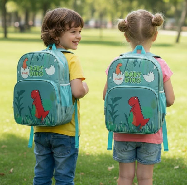 Waterproof Cartoon Backpack for Kids (Ages 5-7) Durable and Spacious School Travel Backpack | Waterproof Backpack Bag for 1st to 3rd Class (Baby-Dino)