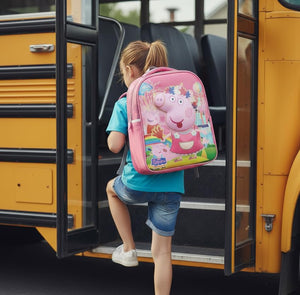 3D Cartoon Sheet School Bag | Waterproof Backpack Ideal For Kids age 5-7 years | UKG, Nursery and 1st Class 15L (Peppa-Pig)