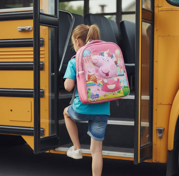 3D Cartoon Sheet School Bag | Waterproof Backpack Ideal For Kids age 5-7 years | UKG, Nursery and 1st Class 15L (Peppa-Pig)