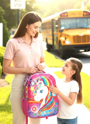 3D Cartoon Sheet School Bag | Waterproof Backpack Ideal For Kids age 5-7 years | UKG, Nursery and 1st Class 15L (Unicorn)