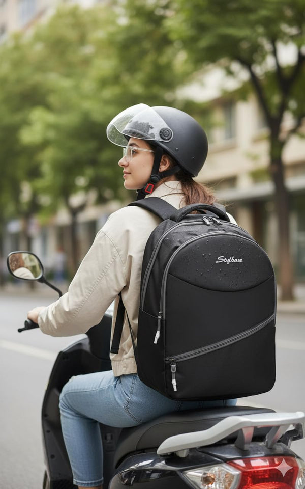 Unisex Casual Backpack School College & Travelling Use with 3 Compartments Bottle and Front Pocket - 20L ( Black)