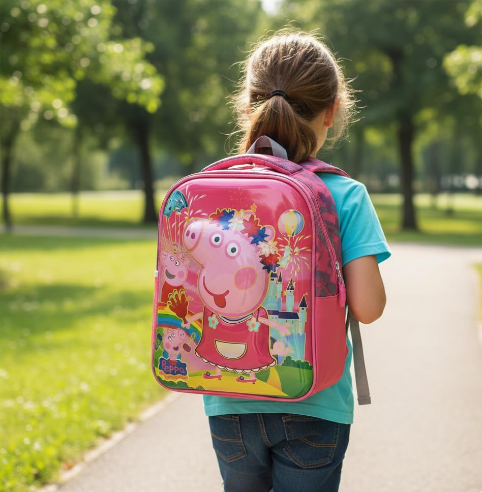3D Cartoon Sheet School Bag | Waterproof Backpack Ideal For Kids age 5-7 years | UKG, Nursery and 1st Class 15L (Peppa-Pig)