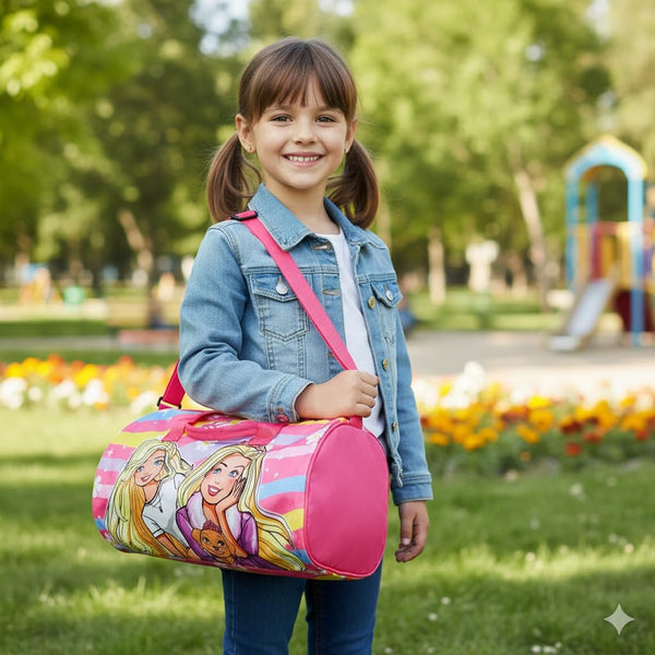 Kids Duffle Travel Bag for Travelling, Dance, Swimming, Picnic, Sports, Traveling Bag for Boys & Girls (Barbie)