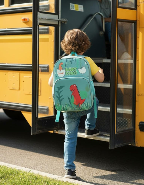 Waterproof Cartoon Backpack for Kids (Ages 5-7) Durable and Spacious School Travel Backpack | Waterproof Backpack Bag for 1st to 3rd Class (Baby-Dino)