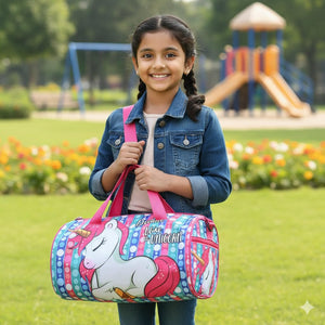 Kids Duffle Travel Bag for Travelling, Dance, Swimming, Picnic, Sports, Traveling Bag for Boys & Girls (Unicorn)