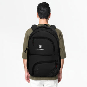 Stylbase 27L School Bag for Boys | Premium Polyester Backpack Bags for Women & Men | 5 Compartments Lightweight & Water Resistant | Stylish College Bag for Girls & Backpack for Travelling