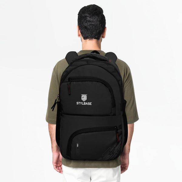 Stylbase 27L School Bag for Boys | Premium Polyester Backpack Bags for Women & Men | 5 Compartments Lightweight & Water Resistant | Stylish College Bag for Girls & Backpack for Travelling