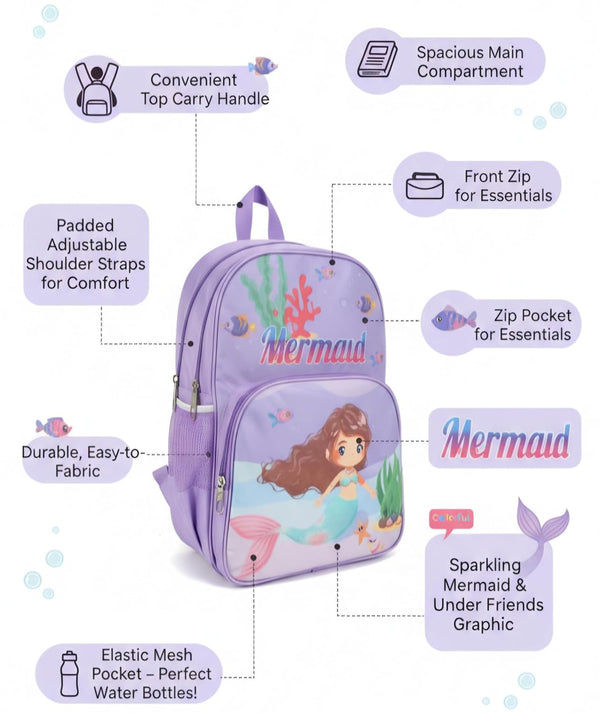 Waterproof Cartoon Backpack for Kids (Ages 5-7) Durable and Spacious School Travel Backpack | Waterproof Backpack Bag for 1st to 3rd Class (Mermaid)