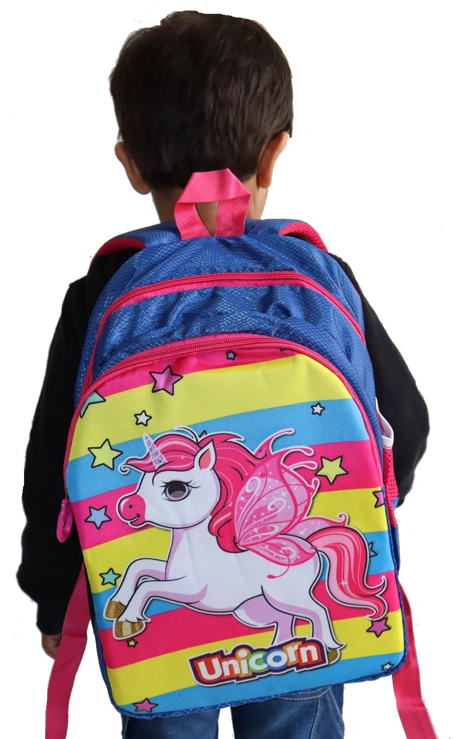 Printed Bag For Kids Kinder Garden | Nursery Stylish and Trendy Print - 14 Inches | 18L RED Unicorn