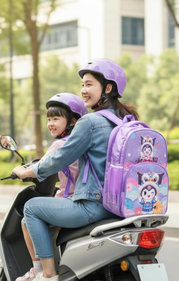 Waterproof Cartoon Backpack for Kids (Ages 5-7) Durable and Spacious School Travel Backpack | Waterproof Backpack Bag for 1st to 3rd Class (Kuromi)