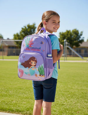 Waterproof Cartoon Backpack for Kids (Ages 5-7) Durable and Spacious School Travel Backpack | Waterproof Backpack Bag for 1st to 3rd Class (Mermaid)