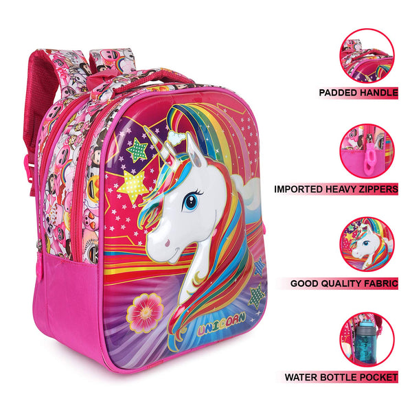 3D Cartoon Sheet School Bag | Waterproof Backpack Ideal For Kids age 5-7 years | UKG, Nursery and 1st Class 15L (Unicorn)