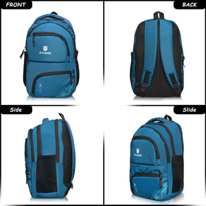 Unisex Casual Backpack School College & Travelling Use with 5 Compartments Bottle and Front Pocket - 25L ( Blue)