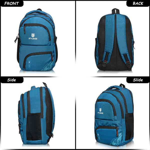 Unisex Casual Backpack School College & Travelling Use with 5 Compartments Bottle and Front Pocket - 25L ( Blue)