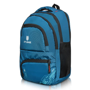 Unisex Casual Backpack School College & Travelling Use with 5 Compartments Bottle and Front Pocket - 25L ( Blue)