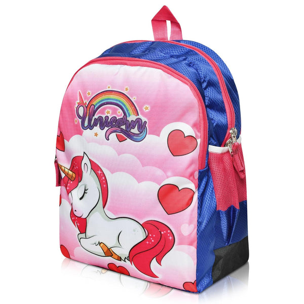 Printed Bag For Kids Kinder Garden | Nursery Stylish and Trendy Print - 14 Inches | 18L RED Unicorn