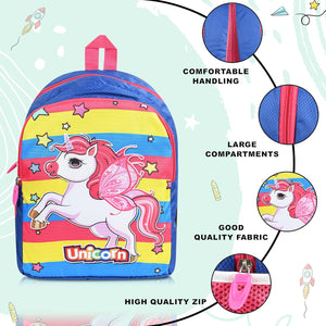 Printed Bag For Kids Kinder Garden | Nursery Stylish and Trendy Print - 14 Inches | 18L RED Unicorn