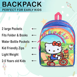 Printed Bag For Kids Kinder Garden | Nursery Stylish and Trendy Print - 14 Inches | 18L RED Hello Kitty