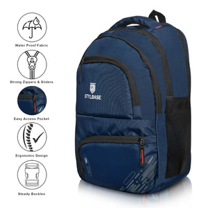 Unisex Casual Backpack School College & Travelling Use with 5 Compartments Bottle and Front Pocket - 25L ( Navy Blue)