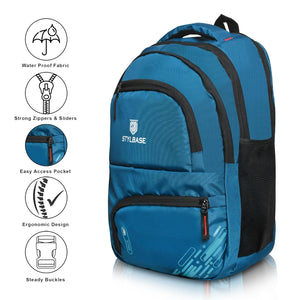 Unisex Casual Backpack School College & Travelling Use with 5 Compartments Bottle and Front Pocket - 25L ( Blue)