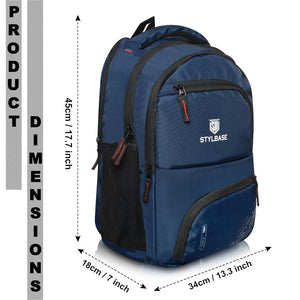 Unisex Casual Backpack School College & Travelling Use with 5 Compartments Bottle and Front Pocket - 25L ( Navy Blue)