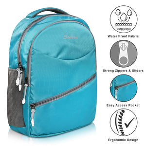 Unisex Casual Backpack School College & Travelling Use with 3 Compartments Bottle and Front Pocket - 20L ( Sky Blue)