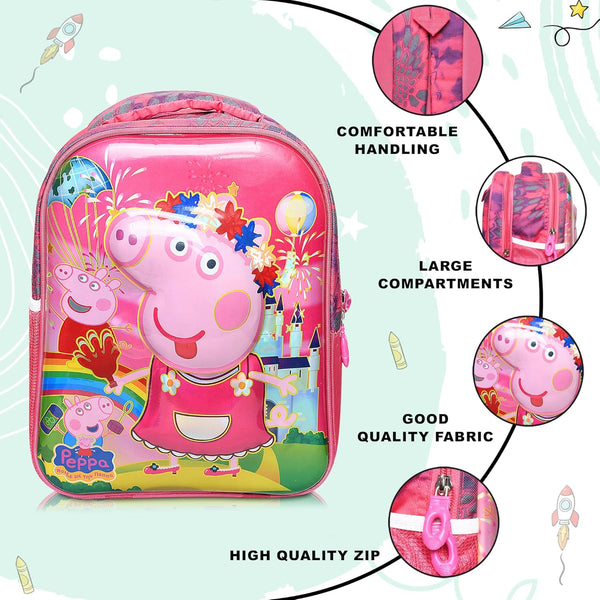 3D Cartoon Sheet School Bag | Waterproof Backpack Ideal For Kids age 5-7 years | UKG, Nursery and 1st Class 15L (Peppa-Pig)