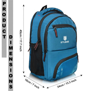 Unisex Casual Backpack School College & Travelling Use with 5 Compartments Bottle and Front Pocket - 25L ( Blue)