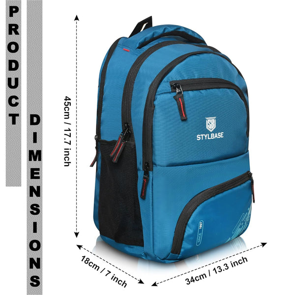 Unisex Casual Backpack School College & Travelling Use with 5 Compartments Bottle and Front Pocket - 25L ( Blue)