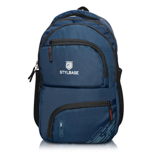 Unisex Casual Backpack School College & Travelling Use with 5 Compartments Bottle and Front Pocket - 25L ( Navy Blue)