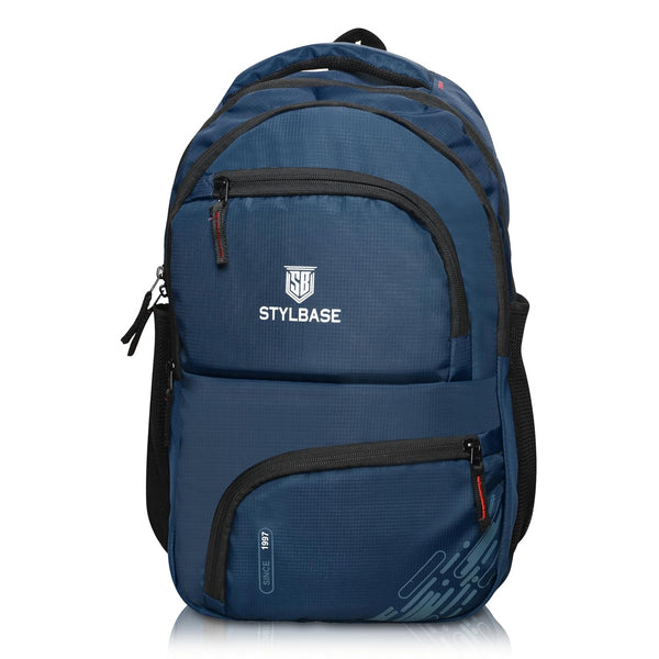 Unisex Casual Backpack School College & Travelling Use with 5 Compartments Bottle and Front Pocket - 25L ( Navy Blue)