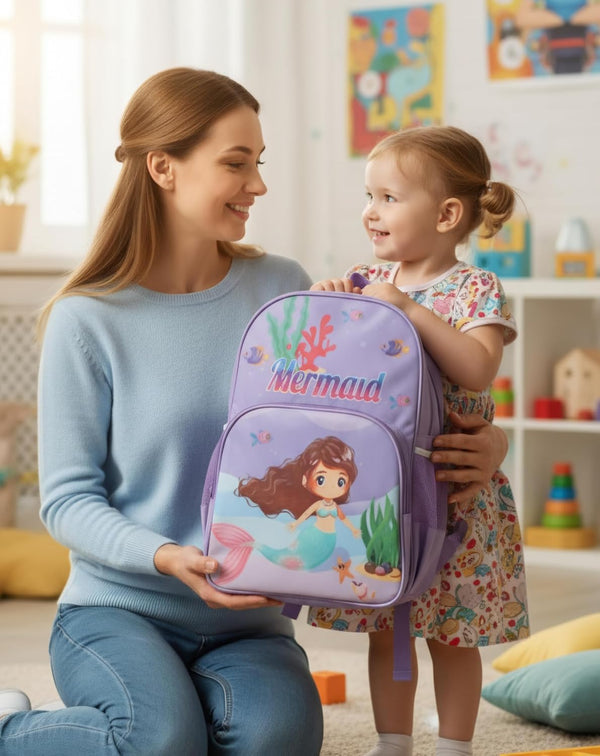 Waterproof Cartoon Backpack for Kids (Ages 5-7) Durable and Spacious School Travel Backpack | Waterproof Backpack Bag for 1st to 3rd Class (Mermaid)