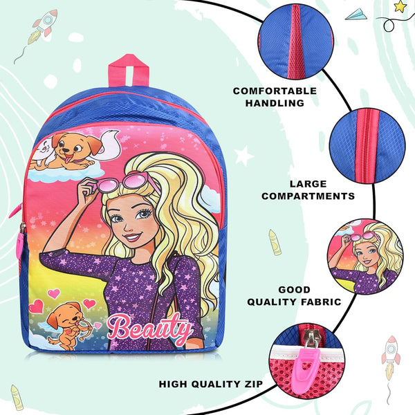 Printed Bag For Kids Kinder Garden | Nursery Stylish and Trendy Print - 14 Inches | 18L RED Beauty Girl