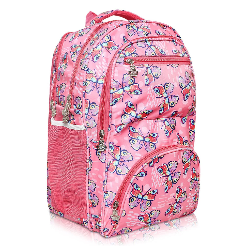 Stylbase Multi Printed Waterproof Bag Ideal For Tuition College Backpack School Bag For Girls 12 years Stylish and Trendy bag for girls 18 Inch Pink