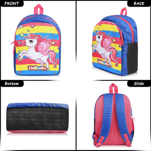 Printed Bag For Kids Kinder Garden | Nursery Stylish and Trendy Print - 14 Inches | 18L RED Unicorn