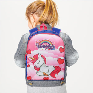 Printed Bag For Kids Kinder Garden | Nursery Stylish and Trendy Print - 14 Inches | 18L RED Unicorn